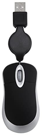 Mini Mouse Ottico Retrattile Portatile USB Con Cavo Ergonomico per Ufficio a Casa, Computer PC Laptop (Black)