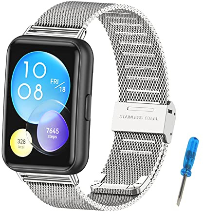 MIJOBS Armband compatibelt med Huawei Watch Fit 2/Active/Elegant/Classic, metallarmband, rostfritt stål, smartwatch tillbehör