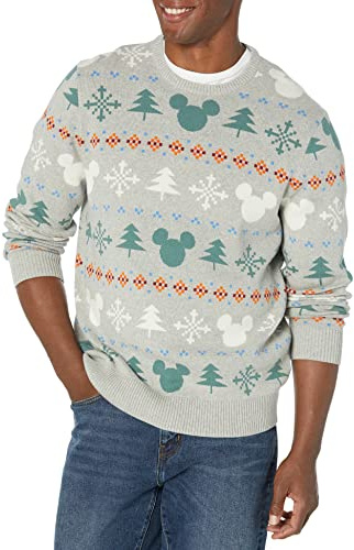 Amazon Essentials Disney | Marvel | Star Wars Suéteres de cuello redondo Hombre, Mickey Fair Isle - Mens, S