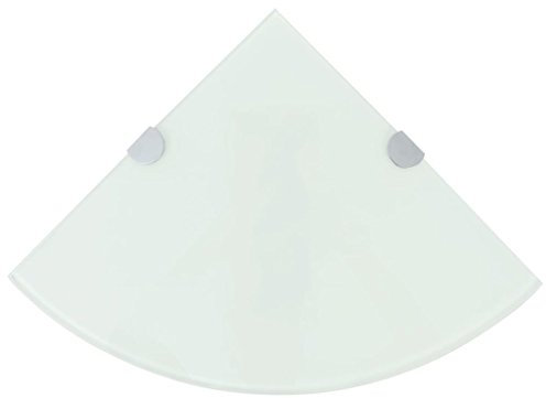 Gecheer Glas Eckregal Eck-Badablage | Glasregal für Badezimmer/Schlafzimmer/Küche, mit verchromten Halterungen Wei? 25 x 25 cm