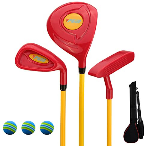 PGM Kinder Golfschläger Set - Perfekt für Anfänger Jungen und Mädchen (2-5 Jahre), inklusive Holz, Eisen, Putter und Golftasche, leicht und sicher, ideal für Golftraining und Outdoor-Spiele