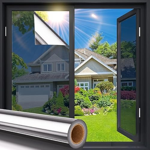 Film Miroir Fenêtre sans Tain Anti Chaleur Anti UV Film fenetre Anti Regard Protection de la Vie Privée pour Fenêtre Bureau Maison Magasin