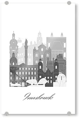 artboxONE Acrylglasbild 90x60 cm Städte Innsbrucker Skyline schwarz weiß - Bild Innsbruck Boho böhmisch