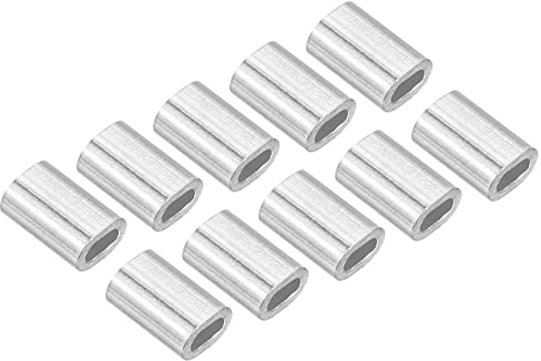 M METERXITY 100pz Alluminio crimpare cerchio Manicotto Ovale - 0,8 mm Filo Corda Dispositivo Fissaggio Applicazione per Giardino Recinto (5mm)