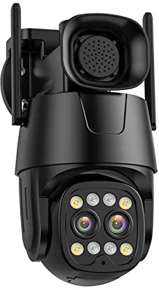 Telecamera di sicurezza esterna a doppia lente da 4 MP con tracciamento umano AI, visione notturna a colori e audio, telecamera IP con scheda SIM 4G, WiFi, obiettivo 2,8 mm-8 mm
