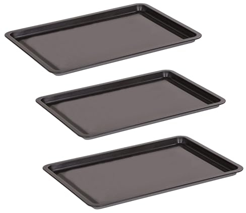 3PCS Non-Stick Baking Tray for Oven, Premium Oven Tray 32x23 cm Durable Cookie Tray for Cooking and Roasting
