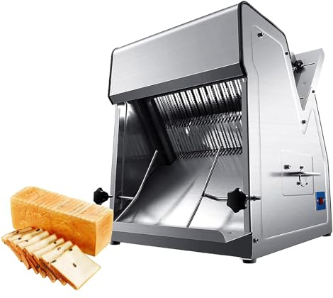 YOtat Cortadora De Pan Comercial De 370 W, Rebanadora De Jamón De 12 Mm, Cortadoras De Pan De 13-38 Cm para Pan Casero, Cortadora De Alimentos para Restaurante, CE/Fcc/CCC (Plata 45 Mm)