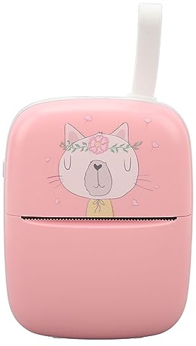PUSOKEI Aufkleberdrucker, Taschen-Thermodrucker ohne Tinte, 200-DPI-Etikettendrucker mit APP, Integrierter 1000-mAh-Akku, Tragbarer Belegdrucker für Tagebuch, Fotos, Notizen, (Rosa)