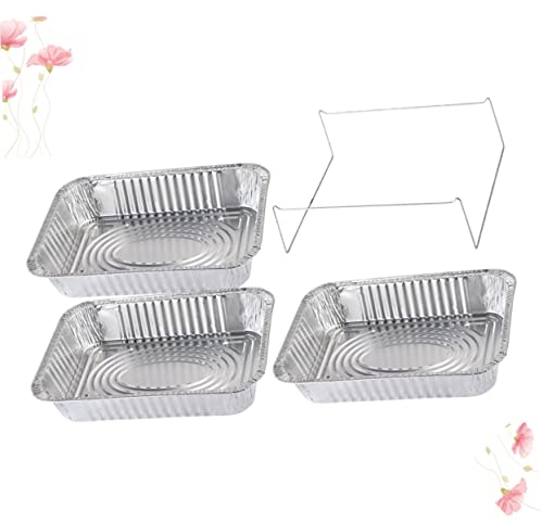 Cabilock 4 Pièces Plateau Barbecue Plateaux De Nourriture Égouttoirs en Aluminium Rôtissoires Plat De Cuisson avec Couvercle Lèchefrite pour Barbecue Chauffage Boîte en Papier D'aluminium