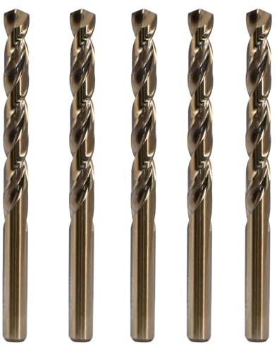 Waziaqoc 5-teiliges Kobalt-Bohrer-Set, M35, Spiralbohrer zum Bohren in Hartmetall, Edelstahl, Gusseisen, 0,95 cm