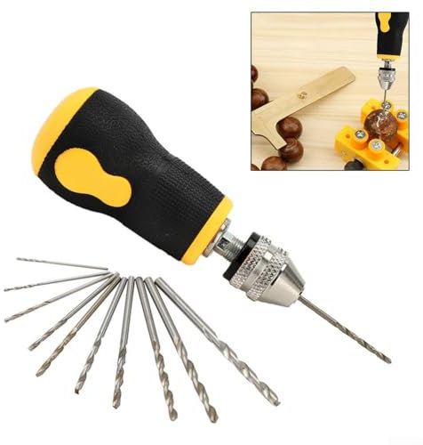 Tragbarer Mini-Handbohrer + 10 Stück Bohrer 0,5–3,2 mm DIY Werkzeug für PCB, Handwerk, Schmuck