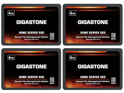 Gigastone Home NAS SSD 4TB (4er-Pack) 24/7 Dauerhaft Hohe Dauerhaltbarkeit Persönlicher Server Cloud Datenspeicher RAID 3D NAND 2,5 Zoll SATA III Interne Solid State Festplatten