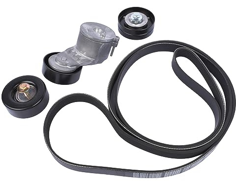NSGMXT Juego de Correas Acanaladas en V Tensor de Correa 6PK2455 Compatible con Wran-gler JK 2.8 CRD 2007-2018 35612028G 53034095AA