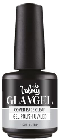 GLAMGEL VALMY Mega Base Cover para Esmalte Semipermanente - Capa Rubber extra fuerte para proteger uñas débiles y quebradizas - 15 ml - Transparente (Clear)