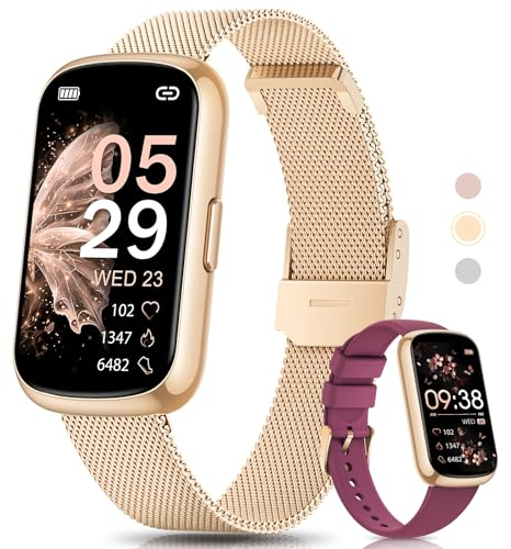 Sanorum Montre Connectée Femme, 1.47 Tracker d'Activité, 24 Modes Sportifs, Suivi Sommeil, Fréquence Cardiaque, SpO2, Podometre Fonction Féminine Etanche IP68 Longue Durée Smartwatch Or Rose
