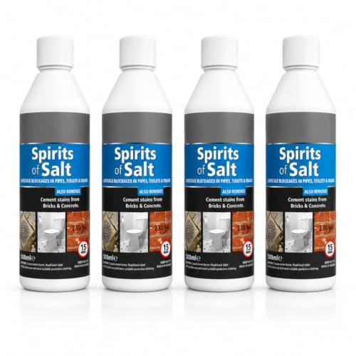 4x 500ml Traditional Spirit of Salt Multi-Purpose Drain Cleaner Dissolves Effectively Unblock Toilets & Drains Unblocker Remove Stubborn Limescale Buildup In Toilets