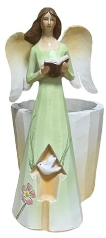 Vaso da fiori da giardino, con statuetta di angelo, con vasi di fiori, in resina, per interni ed esterni, per piante grasse per terrazze,