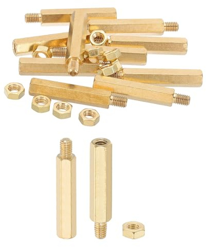 PATIKIL M5X35mm+7mm Abstandsschrauben, 20 Stücke Sechskant Messing PCB Abstandshalter Schraube Mutter Sortiment Kit für PCB Computer Leiterplatte, Golden