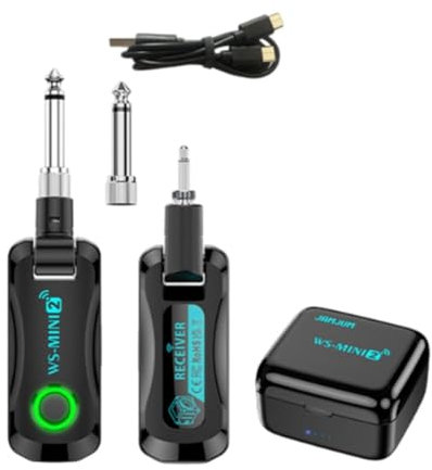 F Fityle Trasmettitore e Ricevitore Audio per Chitarra Portatile Attrezzatura Musicale per Basso Elettrico Amplificatore per Chitarra Cordless con