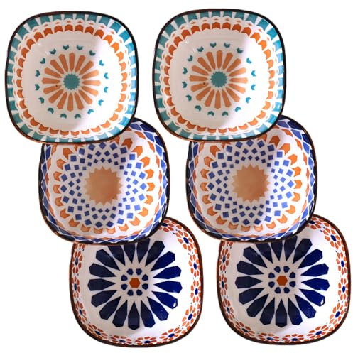 Juego de 6 cuencos pequeños para salsas de cerámica, cuencos de 200 ml, cuencos para salsas apilables, apilables, para salsas de soja, para ketchup, especias, nueces de oliva (ohquímicas)