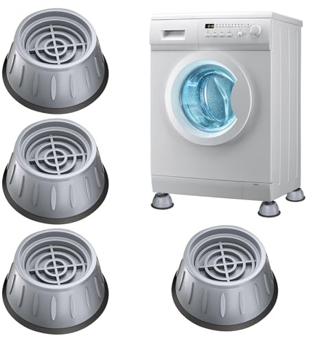 4 Pezzi Piedini Antivibrazione per Lavatrice e 1 Acchiappa Peli, Gomma Antiscivolo Universale Piedini Gommine per Lavatrici, Tappetino antivibrazione Gomma per Lavatrice