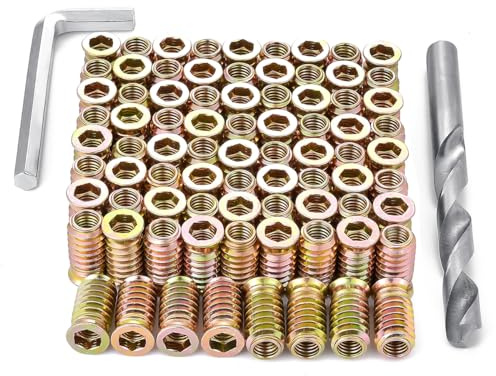 Xrfoiniu 50 Pieces 5/16 Threaded Inserts for Wood Insert Nut Woodworking Tools Flush Nut Inserts Wood Bolt Furniture Headless Screw Hardware Nuts (50, 5/16-18x25mm)