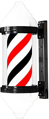 Poste de barbería con luz LED de 23 Pulgadas, Letrero de decoración Exterior Abierto para peluquería, Barra giratoria roja, Blanca y Azul con Doble Interruptor.
