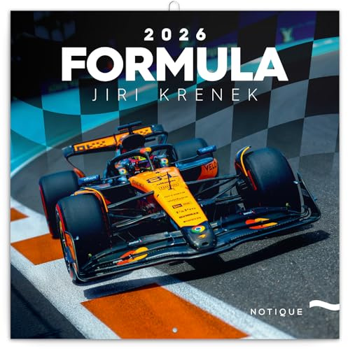 NOTIQUE Calendario da parete 2026 Formula 1, calendario mensile in brochure, design estetico 30 x 30 cm (aperto 30x60)