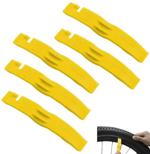 UZYXC 5 Démonte Pneu Vélo en Fibre de Verre, Résistance Équivalente à l'Acier avec Protection Moyeu, Poignée Ergonomique à Rainures Profondes, Design Courbé Épousant les Paumes