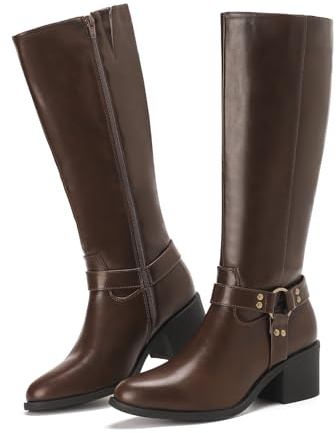 Putu Bottes Femme Tendance Look Chic et Moderne avec Talon Bloc Zip Latéral et Confort Élégant au Quotidien 40