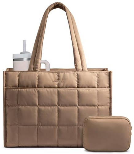 LOVEVOOK Handtasche Damen Shopper Tasche, Puffer Laptoptasche 15.6 Zoll Arbeitstasche Aktentasche, Groß Tote Bag Women Lehrertasche Schultasche Schultertasche Handbags für Uni Business Schule