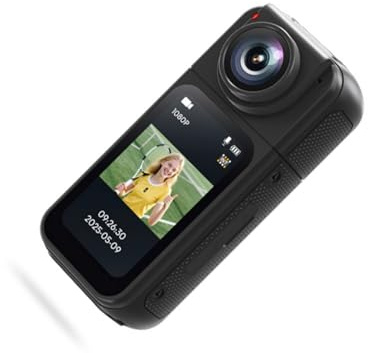 TQUXNGA Caméra d'action de poche, caméscope de sport, rotation à 180 degrés, monture d'objectif portable, enregistreur vidéo d'extérieur portable avec lanière de poche