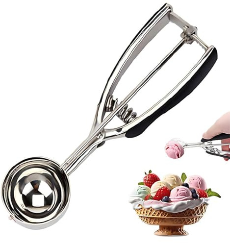 Paletta per gelato,Porzionatore gelato,Cucchiaio Porzionatore Paletta, Dosatore Gelato per Gelato, Biscotti, Cucchiaio per Gelato in Acciaio Inox (6 cm)