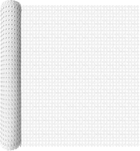 ALLINKIT Rattan Geflecht 60X300cm Weiß Kunststoff PE Wiener Geflecht Meterware,Einfach zu Schneiden & Installieren,Wasserfestes Rattan für Outdoor Möbelrenovierung & Terrassenstühle