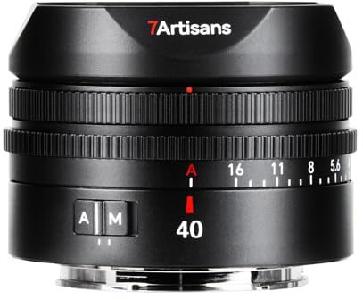 7artisans AF 40 mm F2.5 helformatobjektiv för E Mount – lätt 40 mm vardagsobjektiv med autofokus och F2.5 öppningsbar bländare (E-Mount)