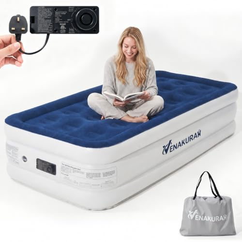 VENAKURAH Luftmatratze 1 Personen 197x97x46 cm, Luftbett Selbstaufblasend in 3 Minuten, Aufblasbare Matratze mit integrierter elektrischer Pumpe, Aufblasbare Gästematratze für Zuhause und Camping