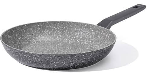 MSMK 28cm Nonstick Frying Pan, Grey Ceramic Induction | PFAS PFOA & PTFE Free, Scratch-Resistant & Durable, Suitable for Induction, Gas, and Electric Hobs, Granite Pan