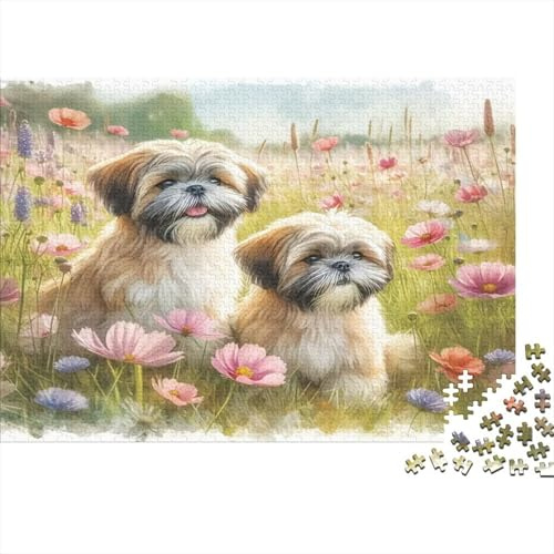 Cuccioli Carini Puzzle 1000 Pezzi Carta Puzzle per Adulti Prato Fiorito Gioco di Puzzle 1000 Pezzi Relax Famiglia Decorazione Regalo 52x38cm/1000pcs