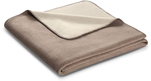 biederlack® samtig-weiche Kuscheldecke aus Baumwolle und Polyacryl I Made in Germany I Öko-Tex I nachhaltig produziert I Wohndecke Double Optic in Beige-Natur I Sofa-Decke in 150x200 cm