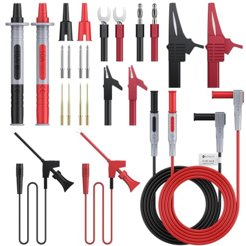 Neoteck 24-in-1-Elektro-Multimeter Test Lead mit Krokodilklemmen, Prüfspitze, Feder Grabber, Bananenstecker - Voltmeter für Spannung Circuit Tester