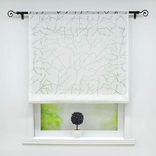 Joyswahl Voile Raffrollo Ausbrenner Raffgardinen mit Tunnelzug »Äste« Schals Fenster Gardine BxH 80x155cm Weiß 1er Pack