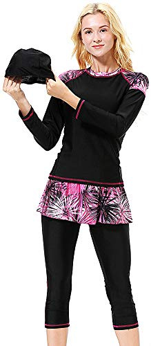YEESAM Muslimischer Badeanzug, Muslimische Bademode Burkini für Frauen Damen Mädchen Full Cover Hijab, Islamische Muslim Schwimmanzug UV Schutz Kleider (Damen Schwarz, Asien XL (Höhe: 165-175cm))