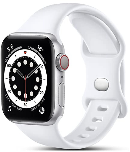 CeMiKa Compatible avec Apple Watch Bracelet 38mm 40mm 41mm 42mm 44mm 45mm 46mm 49mm, Bracelets Silicone Remplacement pour iWatch SE SE3 Series 11 10 9 8 7 6 5 4 3 2 1, 42mm/44mm/45mm/49mm-S/M, Blanc