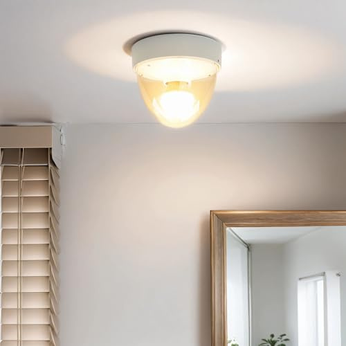Licht-Erlebnisse Deckenlampe Kunststoff in Weiß IP44 Badezimmer Flur Ø18 cm rund E27 Modern klein Deckenleuchte Wohnzimmer NOOK