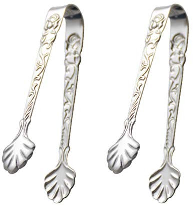 Luxshiny 2stücke Edelstahl Zuckertange Eiswürfelzange Servierzange Für Küche Party Grillabend Utensilien Küchenzubehör Kleiner Dessert-clip Kleine Toasterzange Silberne Vintage-zuckerzange