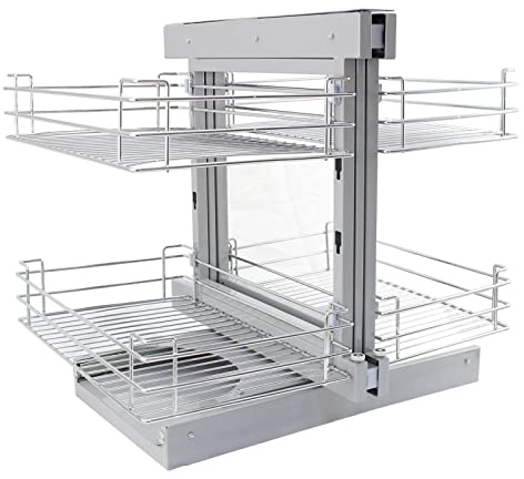 KuKoo Magic Corner Eckschrank-Korb Küchenschrank Körbe Schrankauszug Schrankkörbe Küchenkorb Korbauszug Schrankauszüge Schrankkorb Küchen-Regal Soft Close Funktion Eckschrank 80cm - 90cm