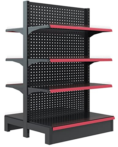 Doppelseitiges Lagerregal, 4-5-stöckiges Supermarktregal, Metallregal, Ausstellungsständer, for die Organisation von Küchengeschäften, Garagen, jede Schicht 90 kg belastbar ( Color : A(4 tier) , Size