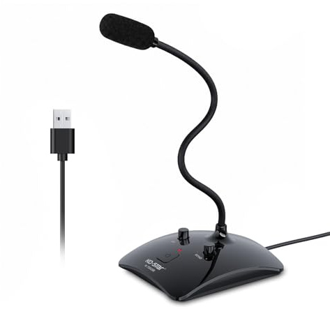 Ko-Star Recording Microphone, Computer PC Podcast Condenser Omnidirectional Mic with Mute Button & LED Indicator for Laptop, Mac, PS4 - Vocal, Podcasting, Skype, YouTube, Streaming (Black)