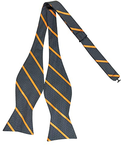 AUSUAYA Herrfluga, klassisk fluga självbindemedel för män kostym & skjorta & smoking män bow tie for boy DE-M-S-B8, Svart med orange randig, En Storlek