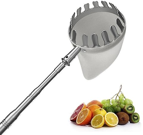 DXDRT Obstpflücker Teleskop,4M Obstsammler Apfelpflücker mit Leichter Edelstahl Teleskopstange,Obsternter mit Stoffbeutel für die Apfel Birnen Zitronen Orangen Usw für Haus,Obstgarten,Garten